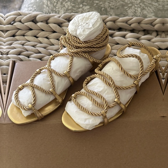 Doen Gold Sandals Intricate Rope Design - Picture 1 of 3